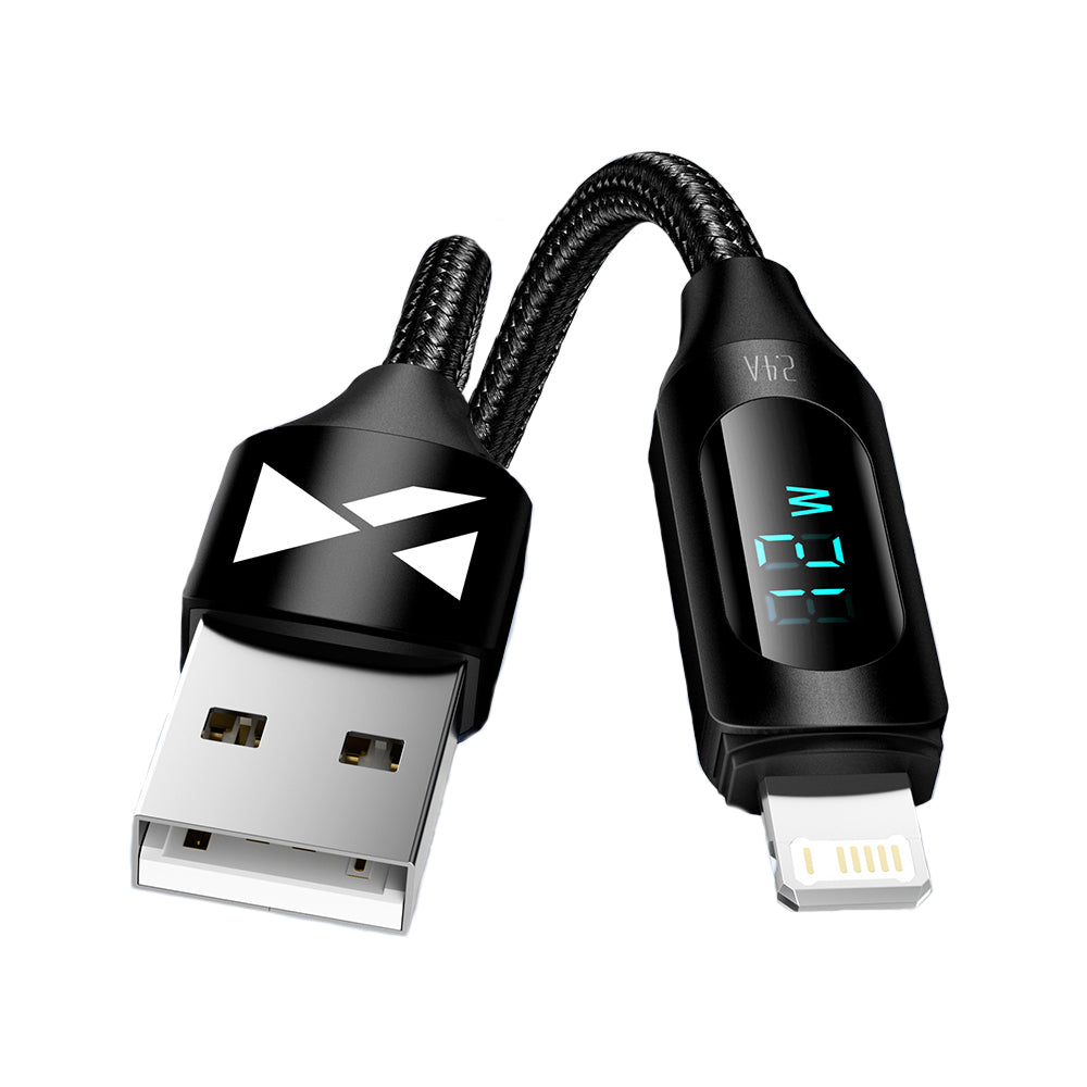 Cabo USB-A - Lightning Wozinsky WUALC2 com display LED 2.4A 2m - preto