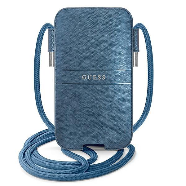 Bolsa Guess Saffiano Strap 6.1'' - azul
