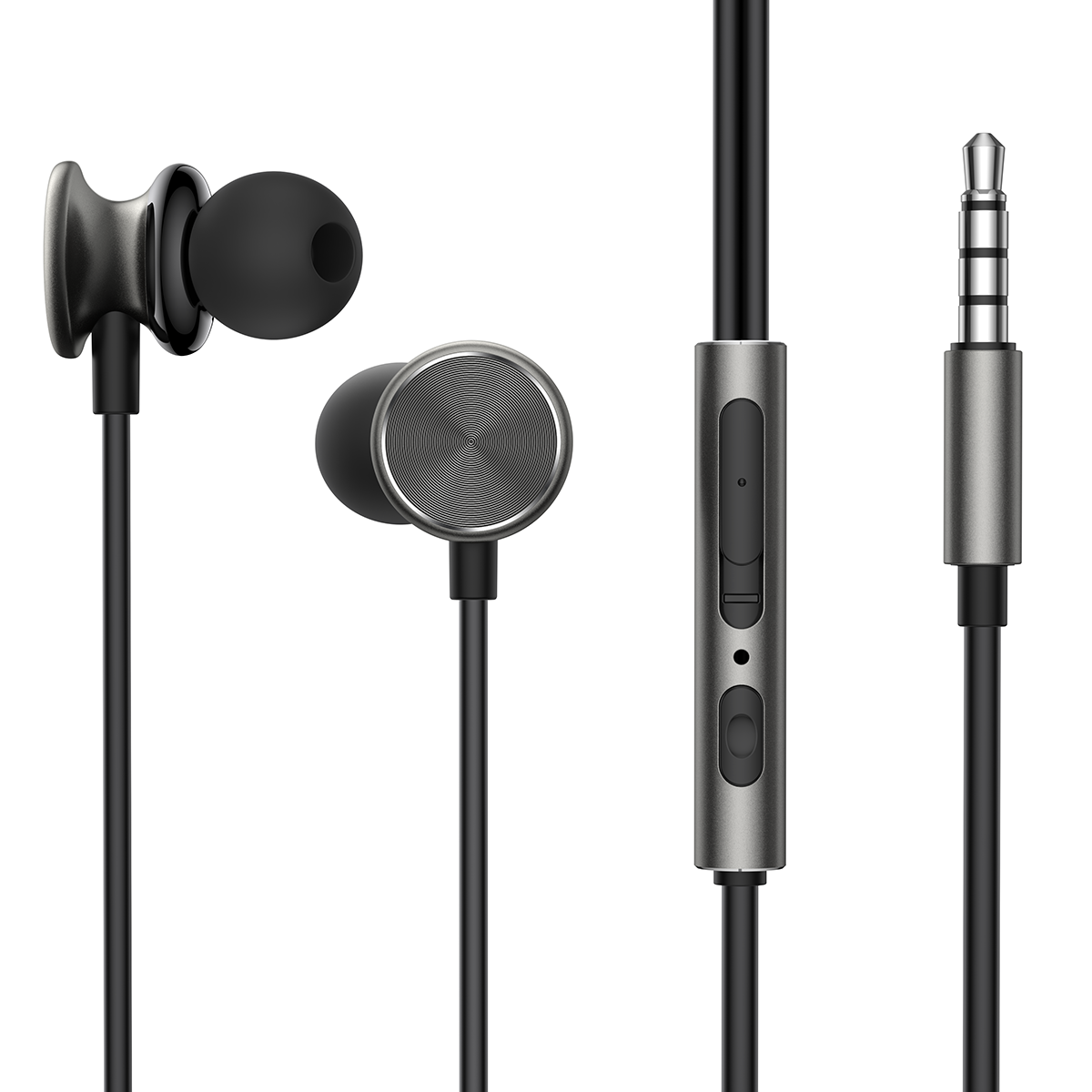 Fones de ouvido intra-auriculares com fio Joyroom Wired Series JR-EW03 - cinza escuro