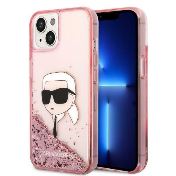 Capa Karl Lagerfeld Glitter com a Cabeça do Karl para iPhone 14 Plus - rosa