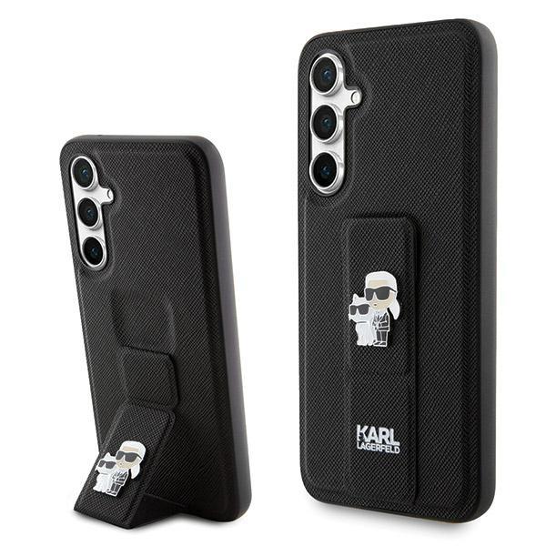 Capa Karl Lagerfeld Gripstand Saffiano Karl&Choupette Pins para Samsung Galaxy S23 FE - preta