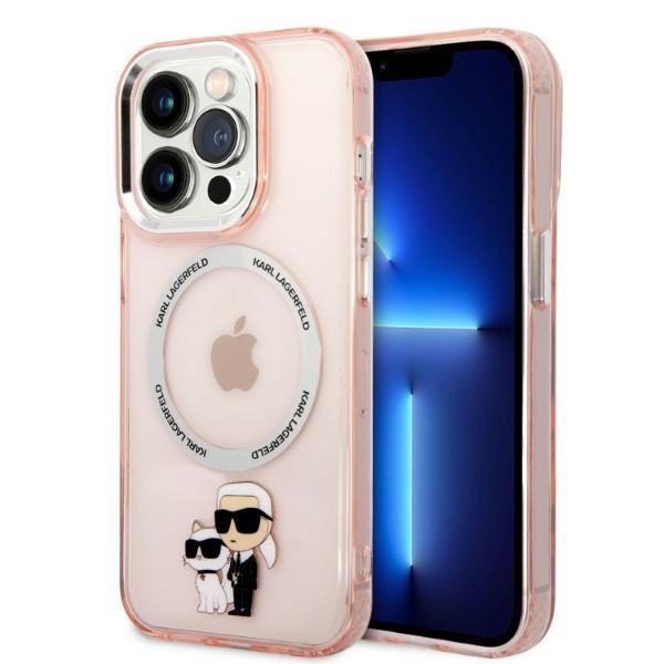 Etui Karl Lagerfeld Iconic Karl&Choupette MagSafe para iPhone 14 Pro - rosa