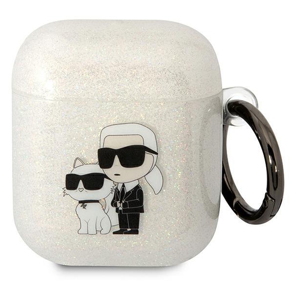 Etui Karl Lagerfeld Glitter Karl&Choupette para AirPods 1/2 - transparente