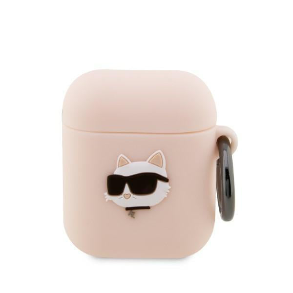 Capa Karl Lagerfeld Silicone Choupette Head 3D para AirPods 1/2 - rosa
