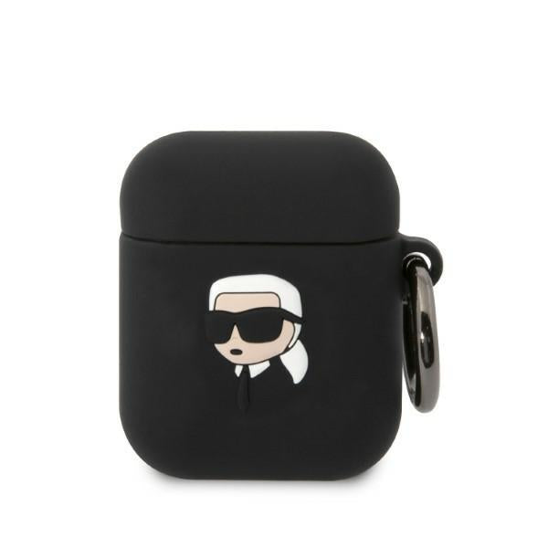 Capa Karl Lagerfeld de Silicone com Cabeça de Karl 3D para AirPods 1/2 - preta