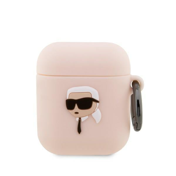 Estojo Karl Lagerfeld de Silicone com Cabeça de Karl em 3D para AirPods 1/2 - rosa