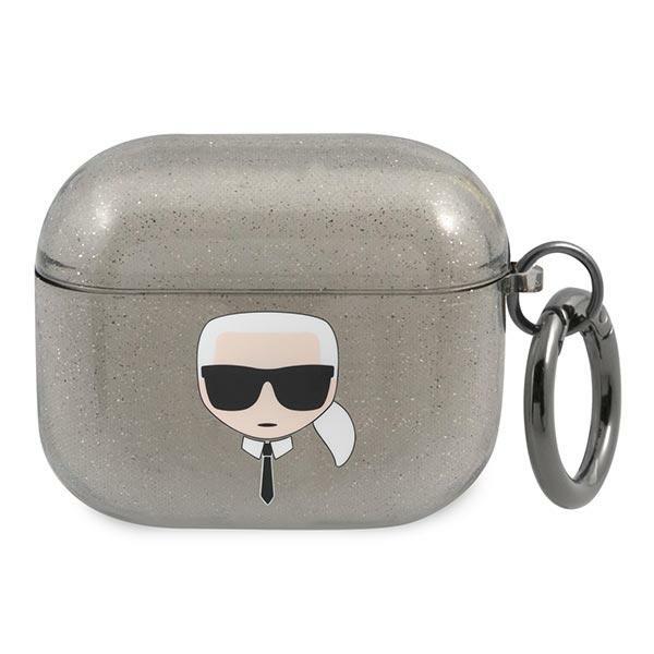 Estojo Karl Lagerfeld Glitter Karl's Head para AirPods 3 - preto