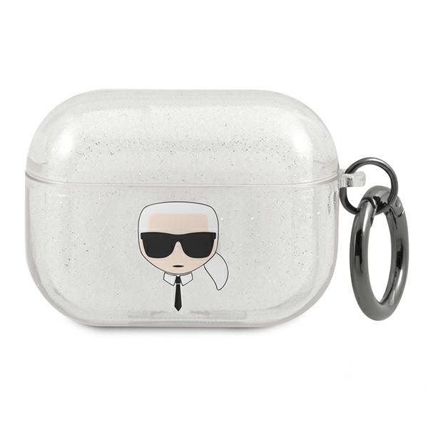 Estojo Karl Lagerfeld Glitter com a Cabeça do Karl para AirPods Pro - prateado