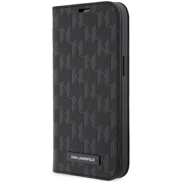 Capa Karl Lagerfeld Saffiano Monogram para iPhone 14 Pro - preta
