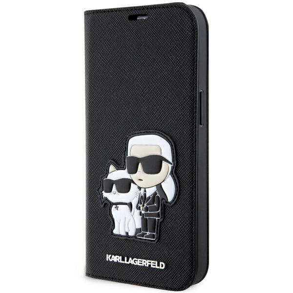 Capa Karl Lagerfeld Saffiano Karl&Choupette para iPhone 14 Pro - preta