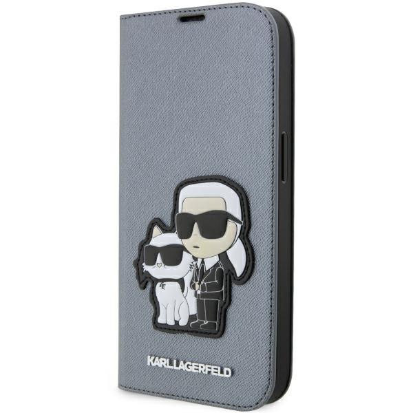 Etui Karl Lagerfeld Saffiano Karl&Choupette para iPhone 14 Pro Max - prateado