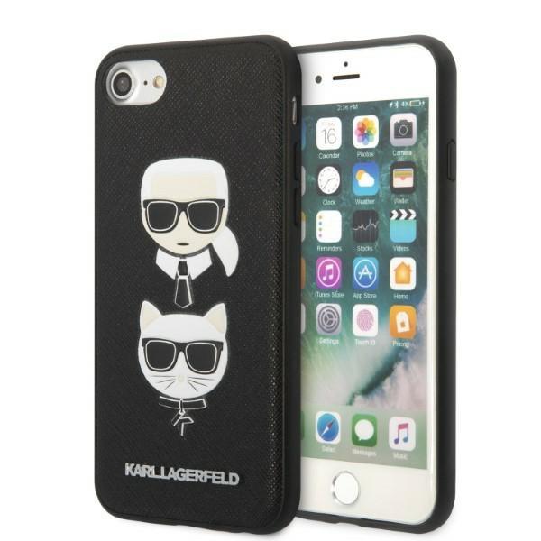 Estojo Karl Lagerfeld Saffiano Karl&Choupette Head para iPhone 7 / 8 / SE 2020 / SE 2022 - preto