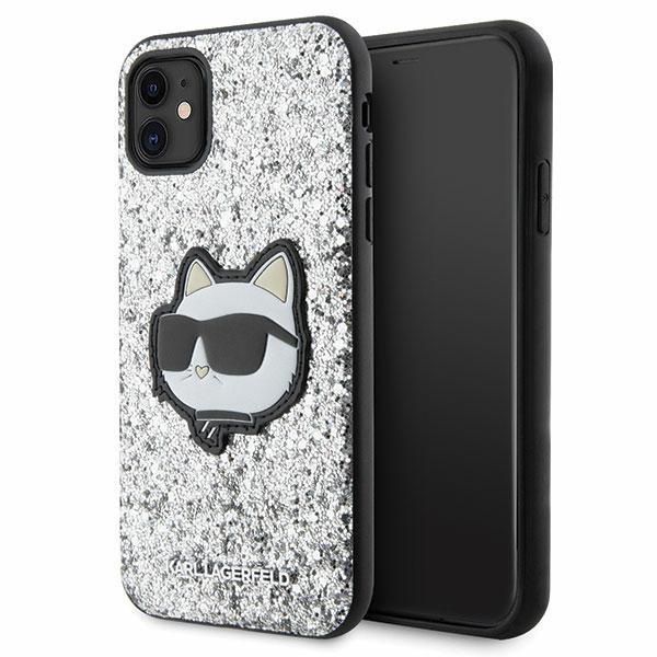 Capa Karl Lagerfeld Glitter Choupette Patch para iPhone 11 / Xr - prateada
