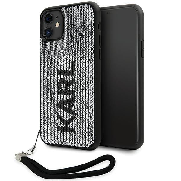 Etui Karl Lagerfeld Sequins Cord para iPhone 11 / Xr - prateado