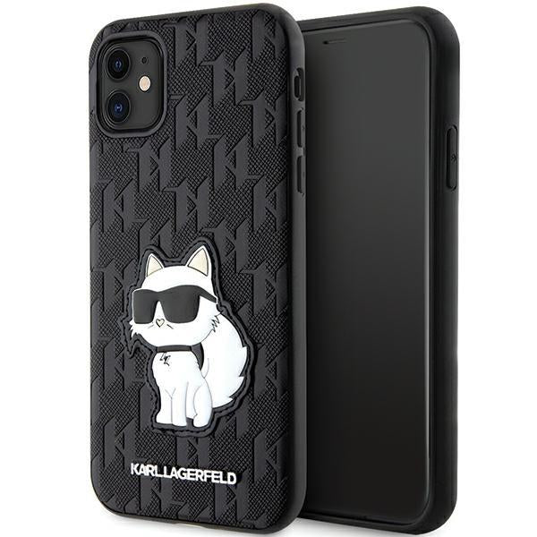 Etui Karl Lagerfeld Saffiano Monogram Choupette para iPhone 11 / Xr - preto