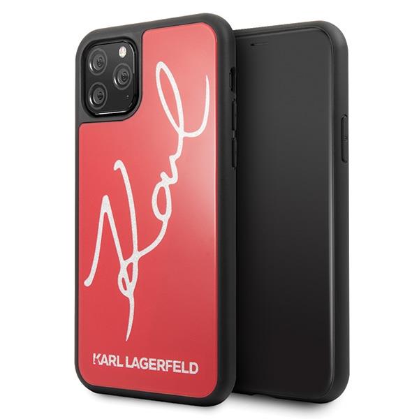 Estojo Karl Lagerfeld Signature Glitter para iPhone 11 Pro - vermelho