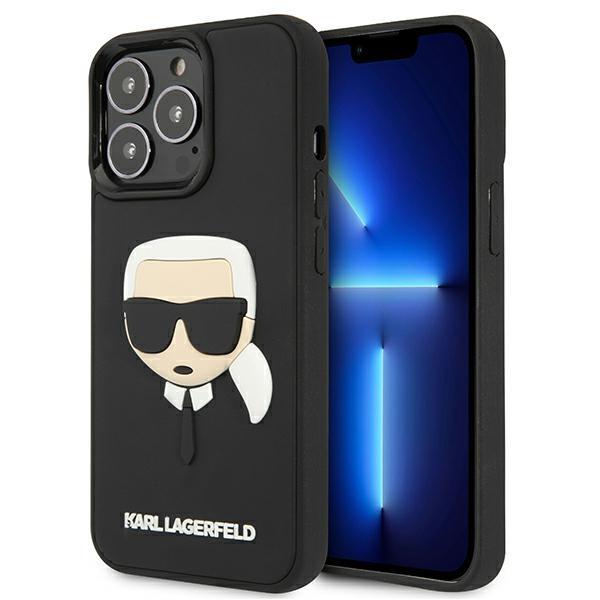 Capa Karl Lagerfeld 3D de Borracha com Cabeça do Karl para iPhone 13 Pro / iPhone 13 - preta