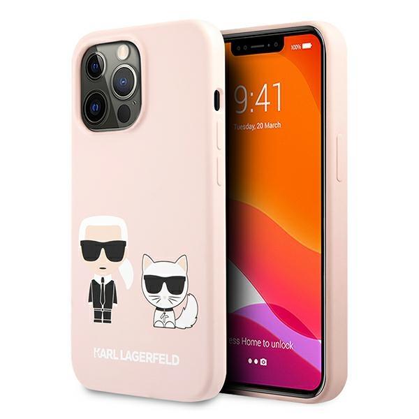 Capa Karl Lagerfeld de Silicone Karl&Choupette para iPhone 13 Pro / iPhone 13 - rosa claro