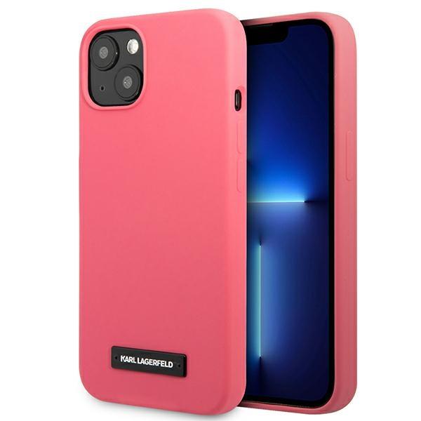 Capa Karl Lagerfeld Silicone Plaque para iPhone 13 - cor fúcsia