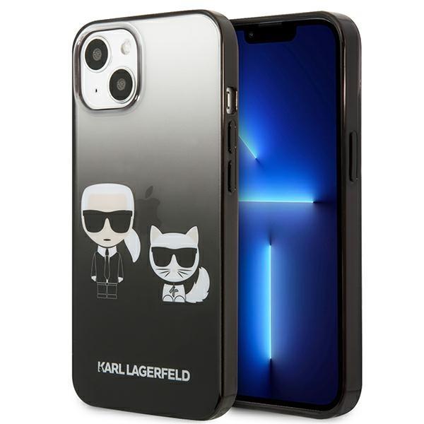 Capa Karl Lagerfeld Gradient Ikonik Karl&Choupette para iPhone 13 mini - preta