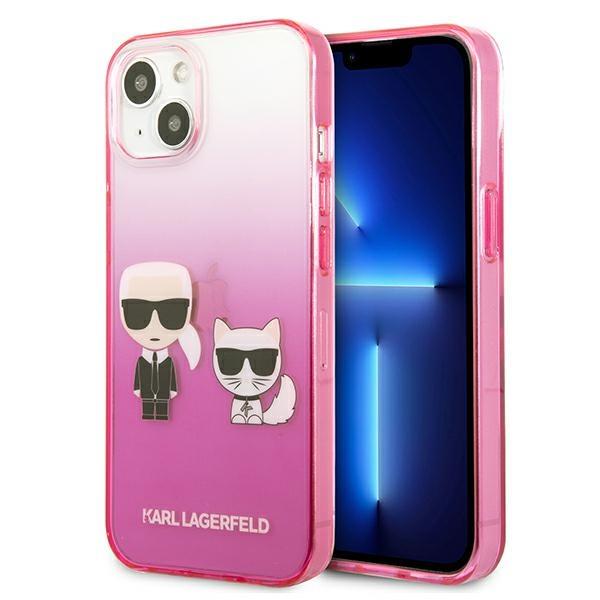 Estojo Karl Lagerfeld Gradient Ikonik Karl&Choupette para iPhone 13 mini - rosa