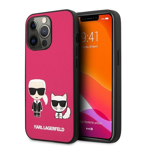 Capa Karl Lagerfeld Ikonik Karl&Choupette para iPhone 13 Pro Max - cor fúcsia