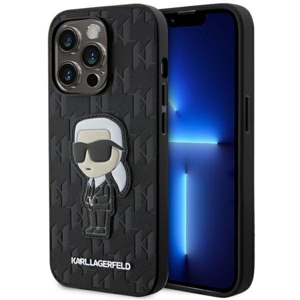 Etui Karl Lagerfeld Saffiano Monogram Ikonik para iPhone 14 Pro - preto