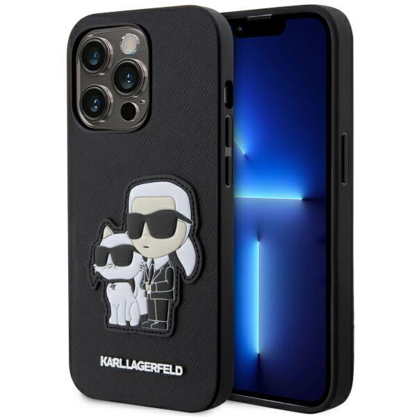 Estojo Karl Lagerfeld Saffiano Karl&Choupette para iPhone 14 Pro - preto