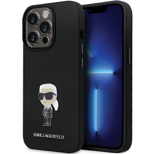 Capa Karl Lagerfeld Silicone Ikonik com Pino Metálico para iPhone 14 Pro - preta