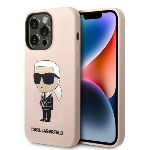 Capa de Silicone Ikonik Karl Lagerfeld para iPhone 14 Pro - rosa