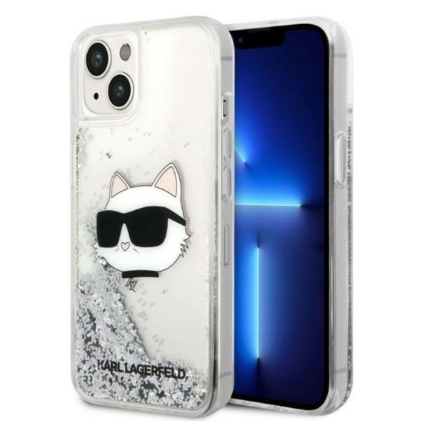 Etui Karl Lagerfeld Glitter Choupette Head para iPhone 14 Plus - prateado