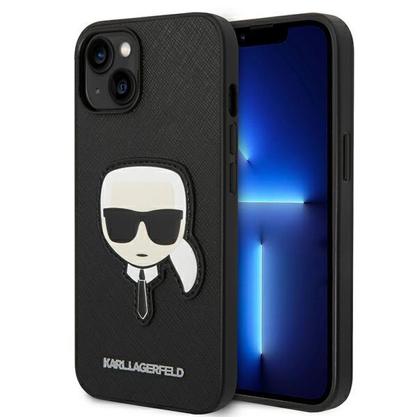 Etui Karl Lagerfeld Saffiano com Patch da Cabeça do Karl para iPhone 14 Plus - preto