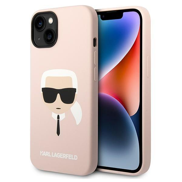 Capa Karl Lagerfeld de Silicone com a Cabeça do Karl para iPhone 14 Plus - rosa