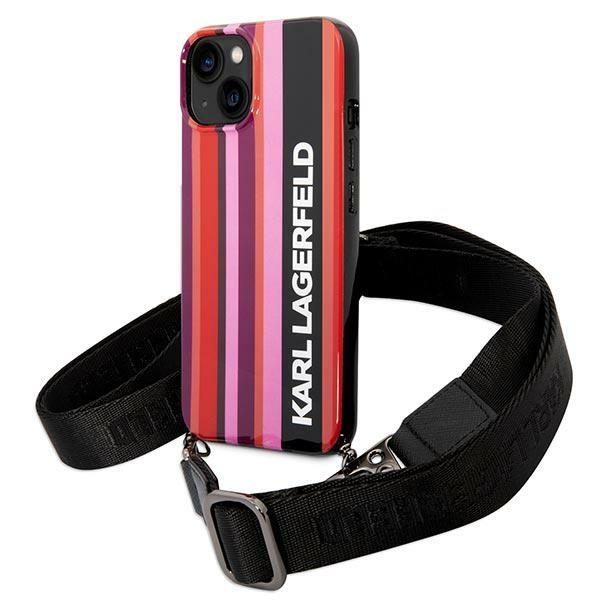 Capa Karl Lagerfeld Color Stripes Strap para iPhone 14 - rosa