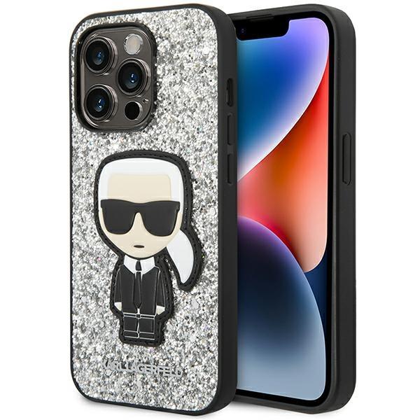 Capa Karl Lagerfeld Glitter Flakes Ikonik para iPhone 14 Pro Max - prateada