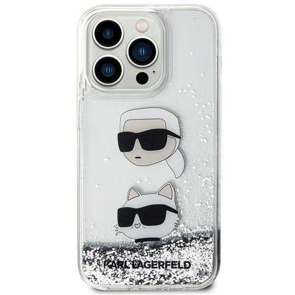 Capa Karl Lagerfeld Liquid Glitter Karl&Choupette Heads para iPhone 14 Pro Max - prateada