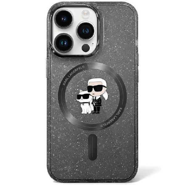 Capa Karl Lagerfeld Karl&Choupette Glitter MagSafe para iPhone 11 / Xr - preta