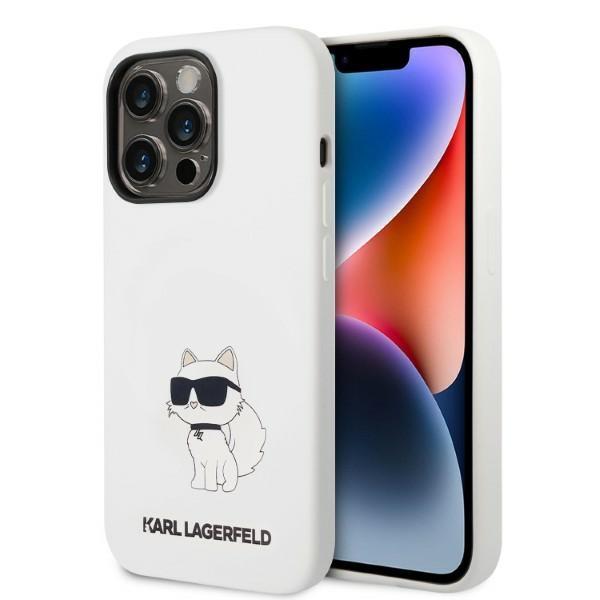 Etui Karl Lagerfeld Silicone Choupette MagSafe para iPhone 14 Pro - branco