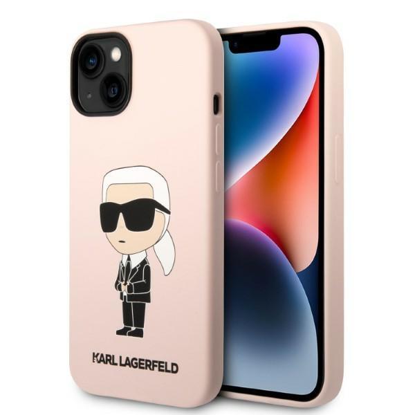 Capa de Silicone Ikonik Karl Lagerfeld MagSafe para iPhone 14 Plus - rosa