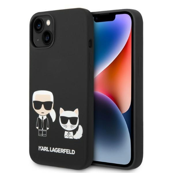 Etui Karl Lagerfeld de Silicone Líquido Karl&Choupette MagSafe para iPhone 14 - preto