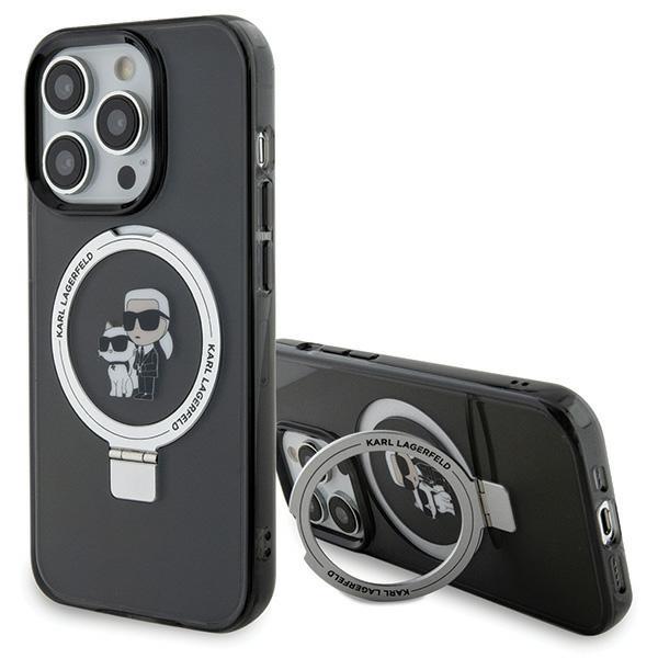 Capa Karl Lagerfeld Ring Stand Karl&Choupette MagSafe para iPhone 15 Pro - preta
