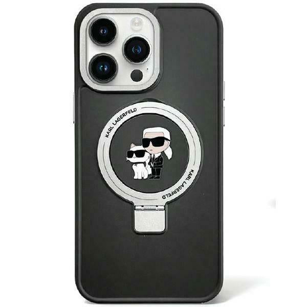Capa Karl Lagerfeld Ring Stand Karl&Choupette MagSafe para iPhone 15 Plus - preta