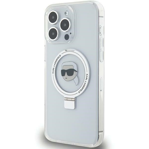 Capa Karl Lagerfeld Ring Stand Karl Head MagSafe para iPhone 15 Pro Max - branca