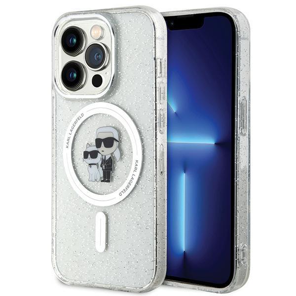 Etui Karl Lagerfeld Karl&Choupette Glitter MagSafe para iPhone 15 Pro - transparente