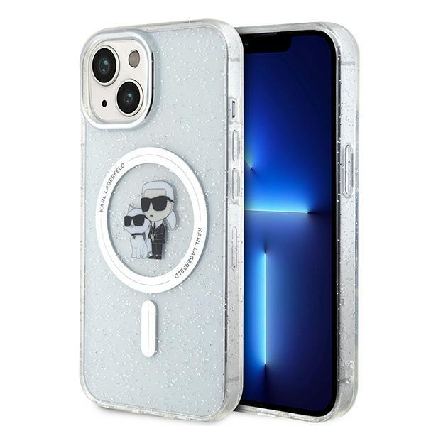 Etui Karl Lagerfeld Karl&Choupette Glitter MagSafe para iPhone 15 - transparente