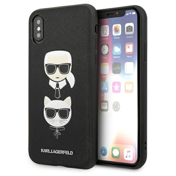 Estojo Karl Lagerfeld Saffiano Karl&Choupette Head para iPhone XS Max - preto