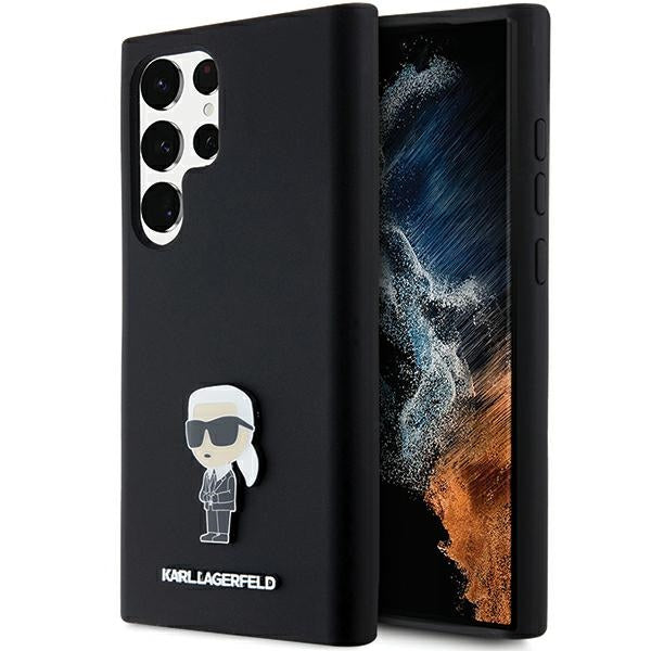 Etui Karl Lagerfeld Silicone Ikonik Metal Pin para Samsung Galaxy S23 Ultra - preto