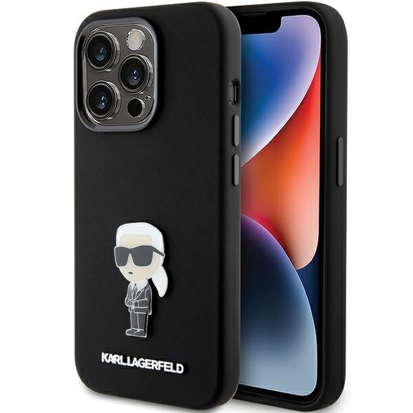Capa Karl Lagerfeld Silicone Ikonik com Pino Metálico para iPhone 15 Pro - preta