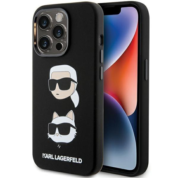 Capa Karl Lagerfeld de Silicone com Cabeças de Karl & Choupette para iPhone 15 Pro - preta