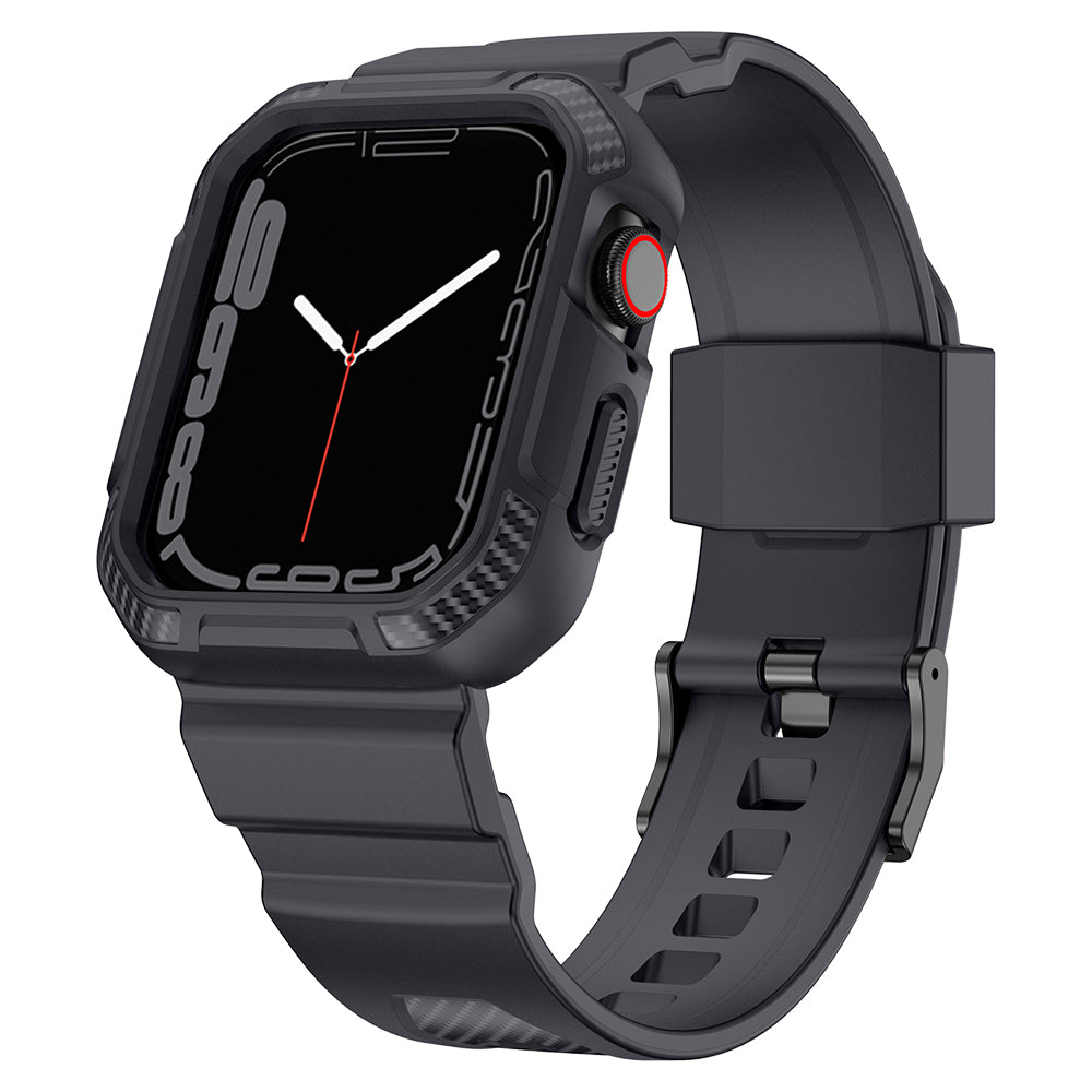 Kingxbar CYF106 2 em 1 capa protetora para Apple Watch SE, 9, 8, 7, 6, 5, 4, 3, 2, 1 (41, 40, 38 mm) com pulseira cinza